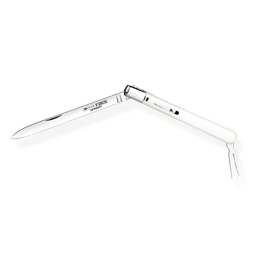 A high-quality DICK worst degusteermes with a 11cm blade and fork