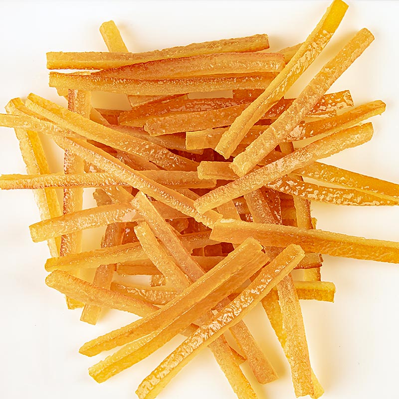 Gekonfijte sinaasappelschil, gekonfijte sinaasappelschil, in reepjes, aiguillettes, 1 kg