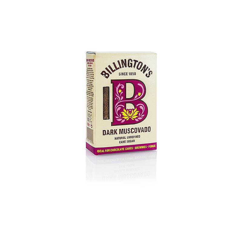 Muscovado-suiker, donker, ruwe rietsuiker, karamel- en mouttonen, Billington's, 500 g