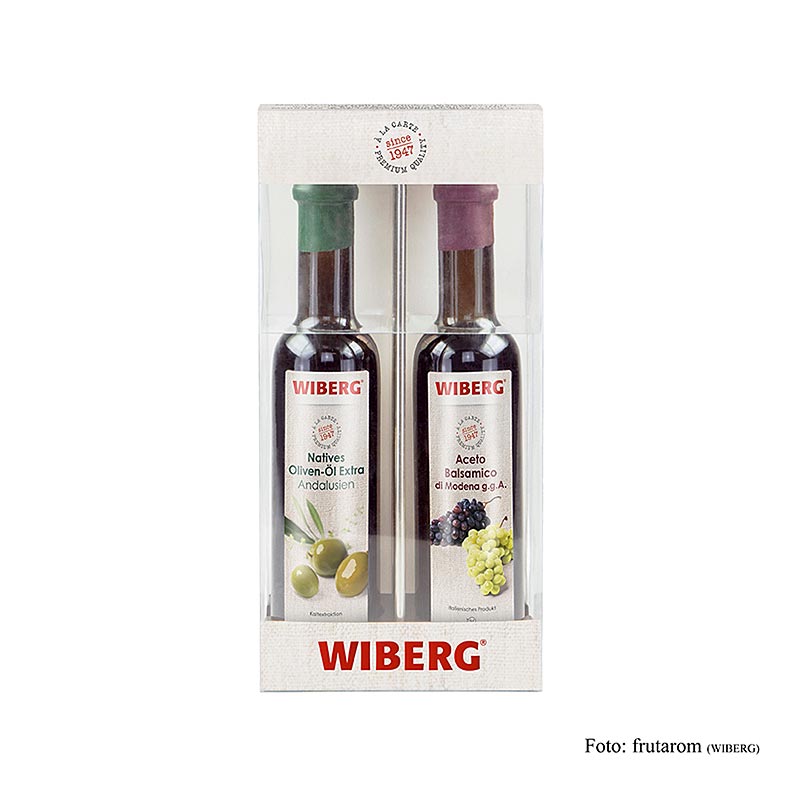 Wiberg azijn- en olie-menage, met extra vierge olijfolie & Aceto Balsamico g.g.A., 500 ml, 2 x 250 ml