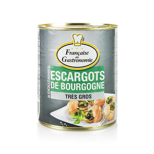 Wijngaardslakken, zeer groot, 8 dozijn, Francaise de Gastronomie, 800 g - premium French gastronomy delicacy, 96 large vineyard snails