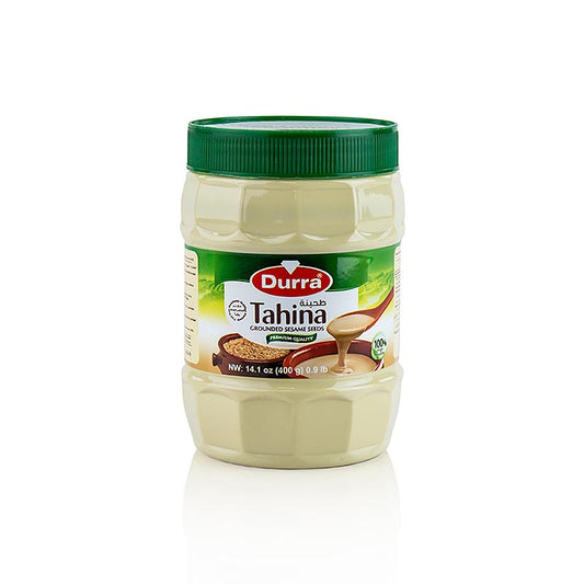 A 400g jar of Durra Tahini Sesame Paste, a popular Middle Eastern condiment made from ground sesame seeds