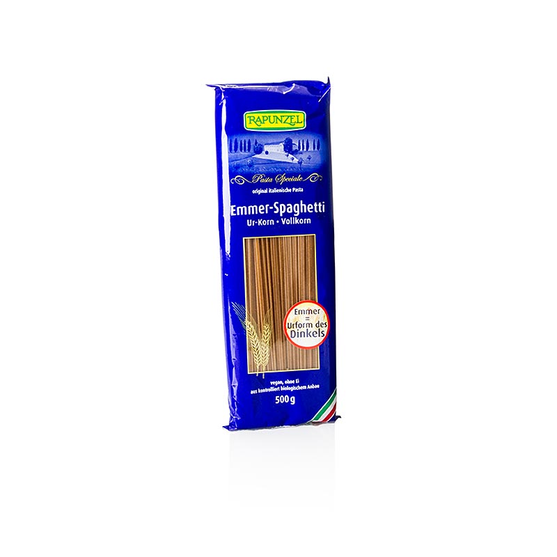 Organic 500g Rapunzel Emmer Pasta Spaghetti made from whole grain, perfect for healthy and delicious meals