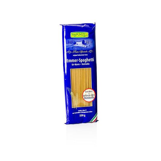 Organic Rapunzel Emmer Spaghetti made from Semola, 500g pack of nutritious pasta