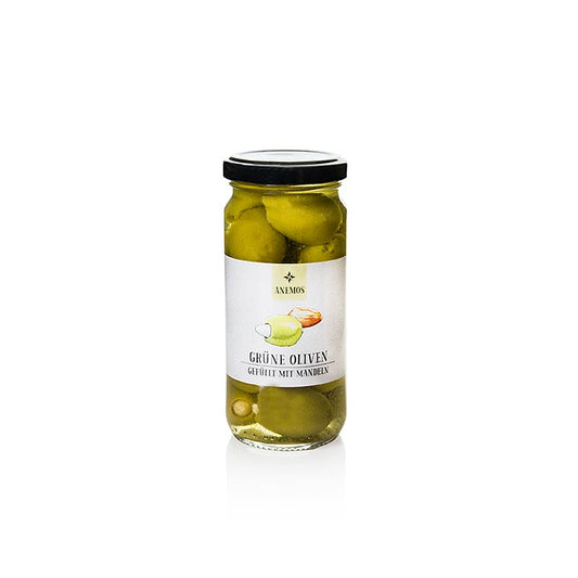 Groene olijven, zonder pit, met amandelen, ANEMOS, 227 g