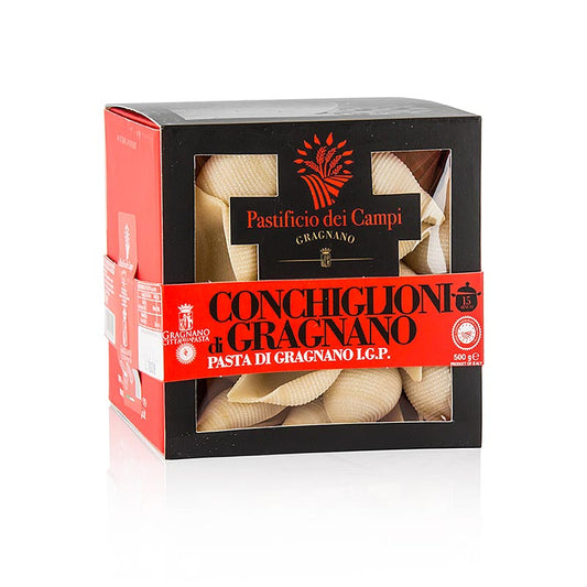 Pastificio dei Campi - Nr57 Conchiglioni, grote mossel, Pasta di Gragnano, IGP/PDO, 500 g - Authentieke Italiaanse pasta van hoge kwaliteit uit Gragnano, met de vorm van grote mosselschelpen