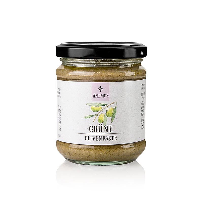 Anemors Olijfpasta - tapenade van Chalkediki olijven in groene kleur, 180 g