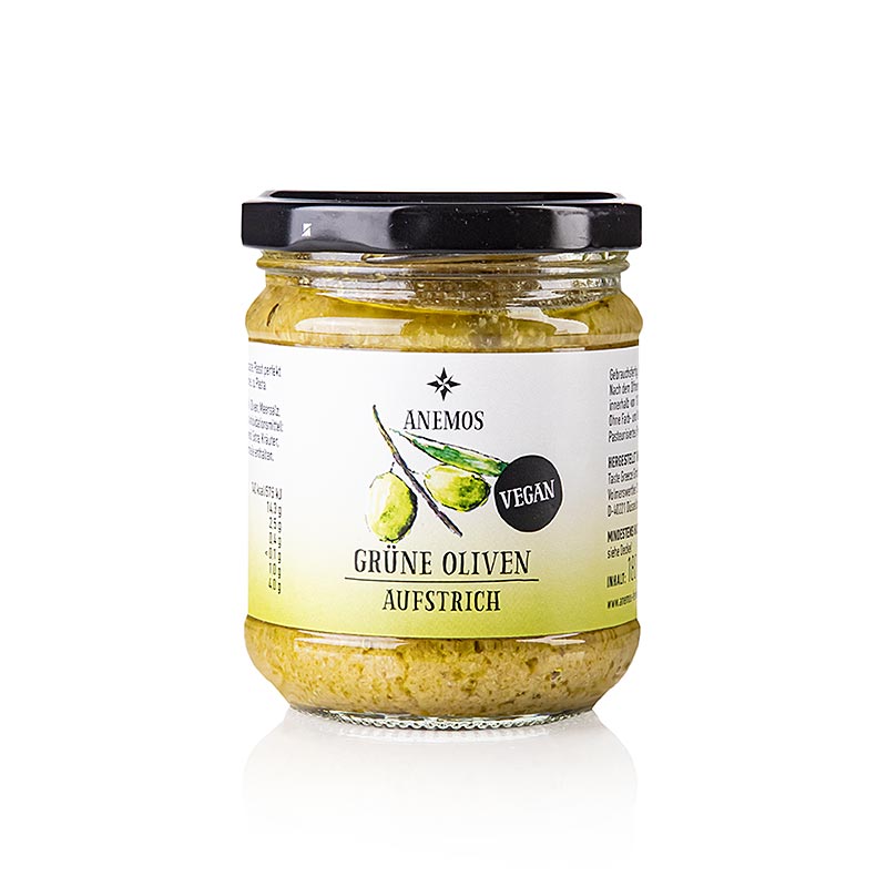 Olijvenpasta - tapenade, groen, van Chalkediki-olijven, ANEMOS, 180 g