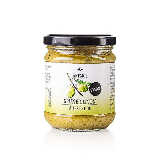 Olijvenpasta - tapenade, groen, van Chalkediki-olijven, ANEMOS, 180 g