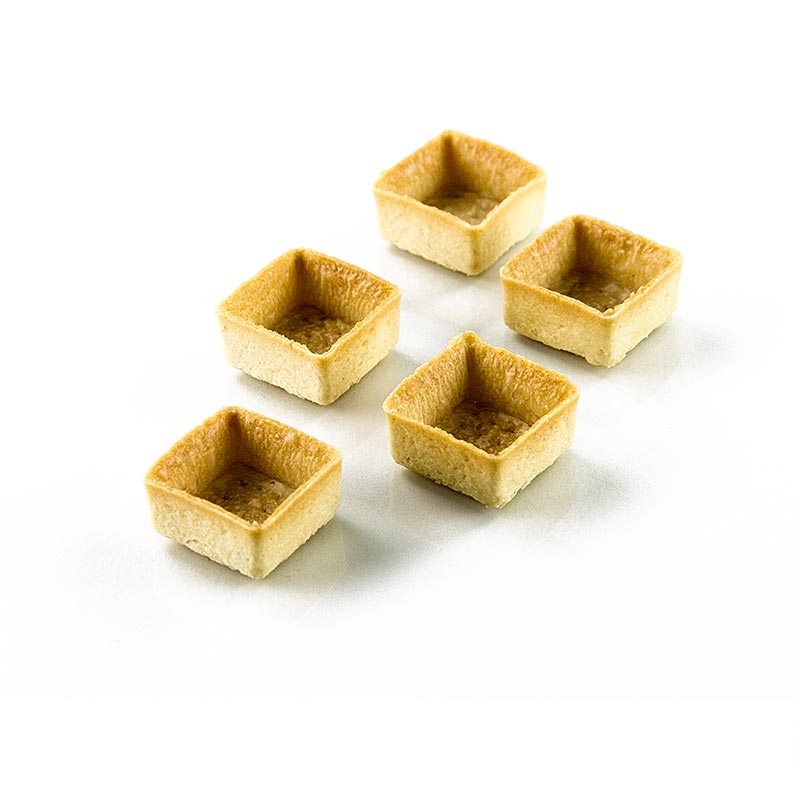 Mini-desserttaartjes - Filigrano, vierkant, 3,3 cm, H 1,8 cm, kruimeldeeg, 1,48 kg, 225 stuks