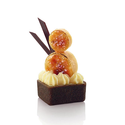  Delicious and elegant dessert tartelettes with filigrano pattern, square-shaped, 33cm in size, 18cm in height, crafted from chocolate shortcrust pastry, 1485 kg in total weight, and includes 225 pieces in the pack