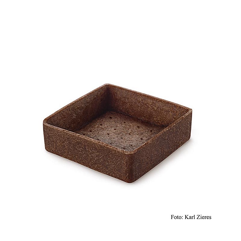 Desserttaartjes - Filigrano, vierkant, 5,3 cm, H 1,8 cm, chocoladekruimeldeeg, 2,016 kg, 144 stuks