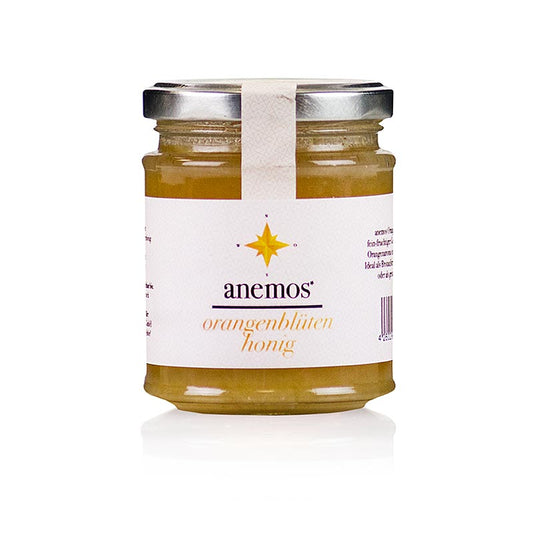 Delicious and natural Oranjebloesemhoning from ANEMOS in a 270 g jar