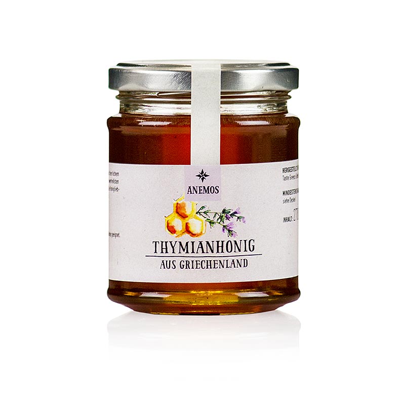 270g jar of ANEMOS Tijmhoning, a premium quality thyme honey product