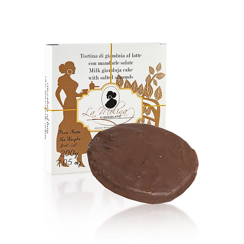 Choco Cake, melkchocolade Gianduja met gezouten amandelen, Ø11,5 cm, La Molina, 200 g