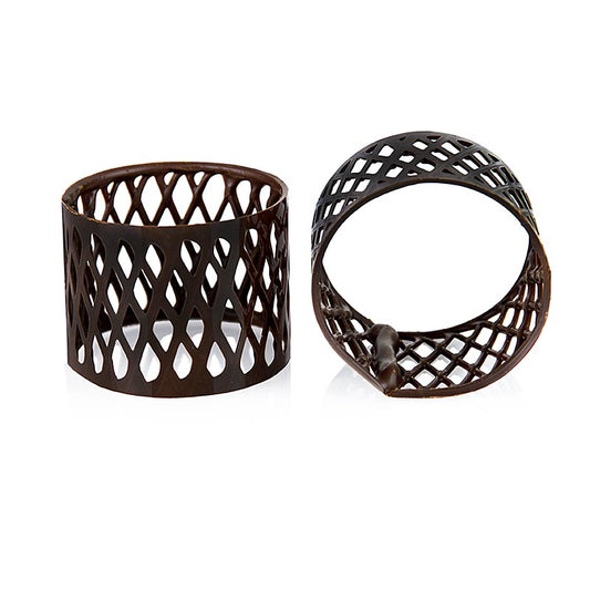 Handmade servetringen made of small, pure chocolate, measuring 55mm in diameter and 40mm in height, weighing 330g, and coming in a pack of 44 pieces