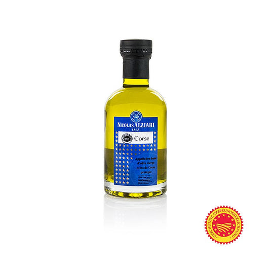 200 ml bottle of Extra Virgin Olive Oil from Corsica, Alziari, AOP/BOB, first cold-pressed