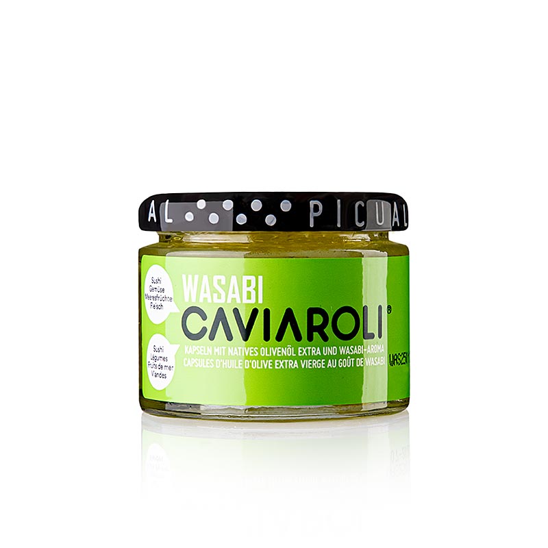 Caviaroli® olijfoliekaviaar, kleine pareltjes van olijfolie met wasabi, 50 g