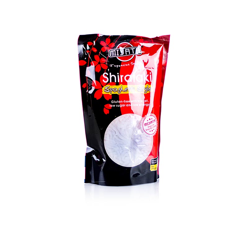 Long, white, gluten-free Shirataki spaghetti made from konjac root, Miyata brand, 270g