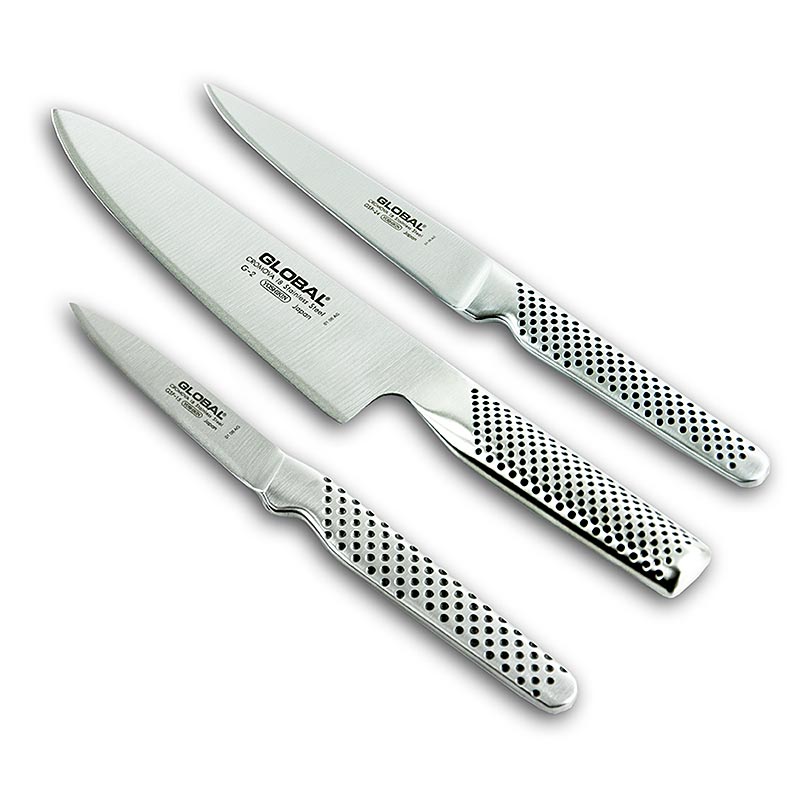 Global G-21524 Messenset, 3 stuks (G-2, GDF-15, GSF-24) in elegant black design with sharp stainless steel blades for all cutting needs