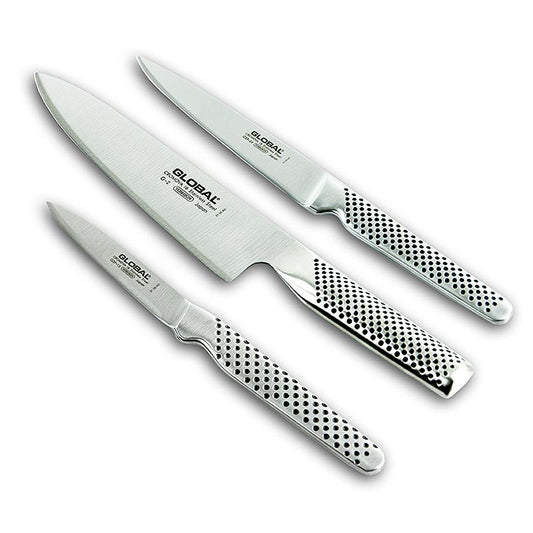 Global G-21524 Messenset, 3 stuks (G-2, GDF-15, GSF-24) in elegant black design with sharp stainless steel blades for all cutting needs