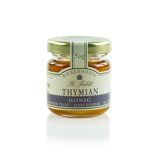 Tijmhoning, kruidachtig en zeer aromatisch, verpakt in een 50 gram verpakking