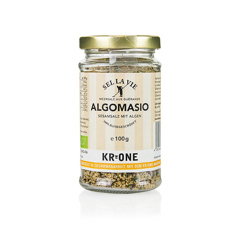 Organic Algomasio Sesame Salt with Algae from Sel la Vie, 100g packaging