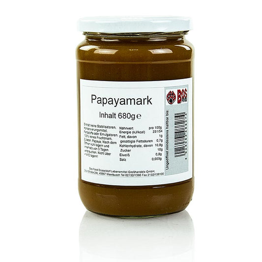 680 g of finely sieved papaya puree/pulp, perfect for adding to smoothies and desserts