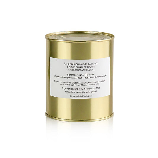 440g of Zomertruffel pelures and truffelschelpen in wintertruffelsap by Gaillard