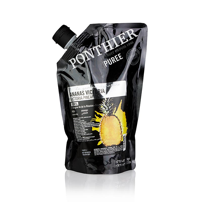 Organic 100% fruit puree made from Victoria pineapples, unsweetened, 1kg