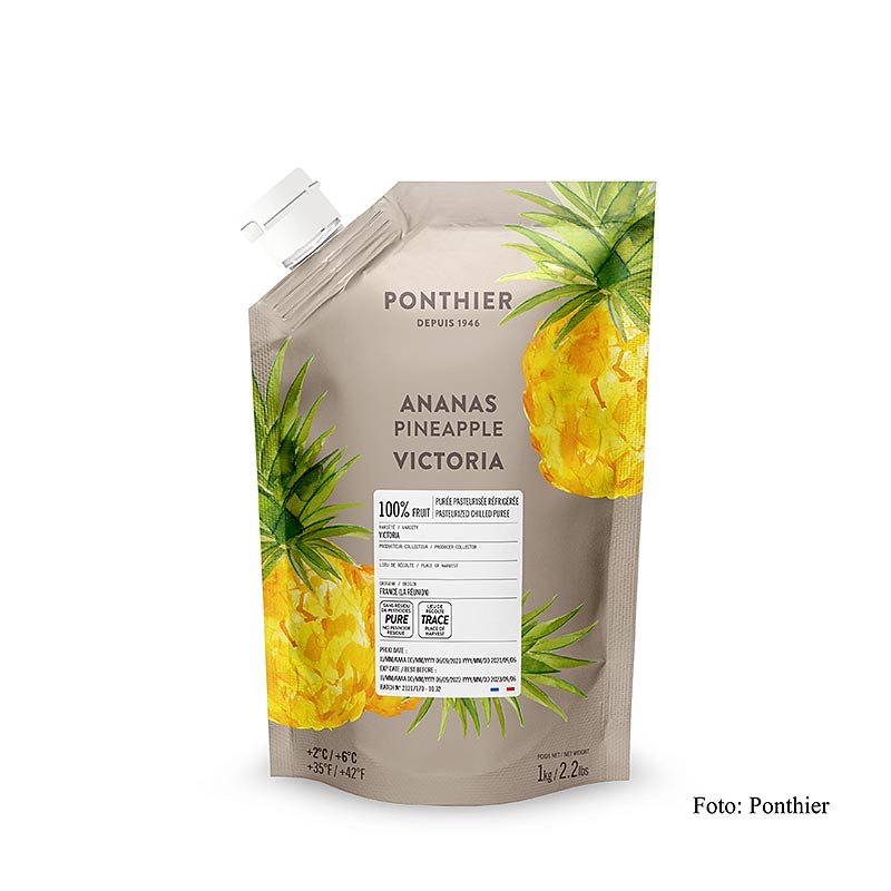 Puree - Ananassoort Victoria, 100% fruit, ongezoet, 1 kg