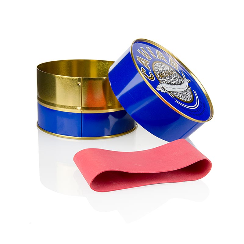 Kaviaarblik - donkerblauw, met rubberen afsluiting, ø 12 cm, voor 1000 g kaviaar, 1 stuk