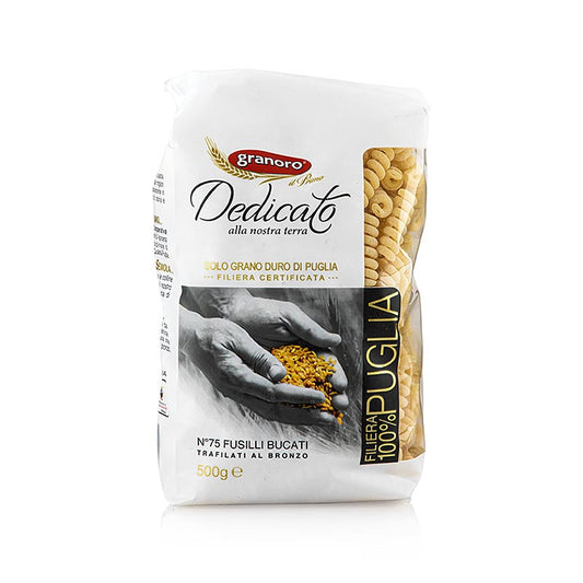 Granoro Dedicato - Fusilli Bucati, spiraalvormige pasta, nr. 75, 500 g