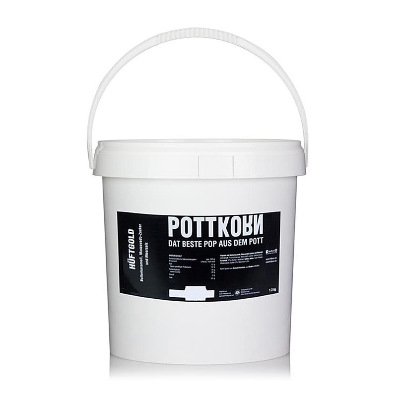 1 kg verpakking van Pottkorn Hüftgold popcorn met boterkaramel, muscovado en zeezout