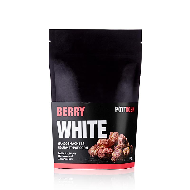 Pottkorn - Berry White, popcorn met witte chocolade en frambozen, 150 g