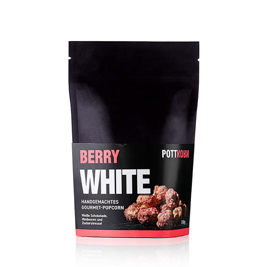 Pottkorn - Berry White, popcorn met witte chocolade en frambozen, 150 g