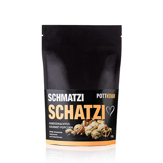Pottkorn - Schmatzi Schatzi, popcorn met witte chocolade, pretzel, 150 g