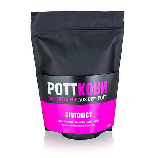 Pottkorn - GinTonic, popcorn met boterkaramel, jeneverbes & limoen, 150 g, heerlijke snack voor bij je favoriete drankje