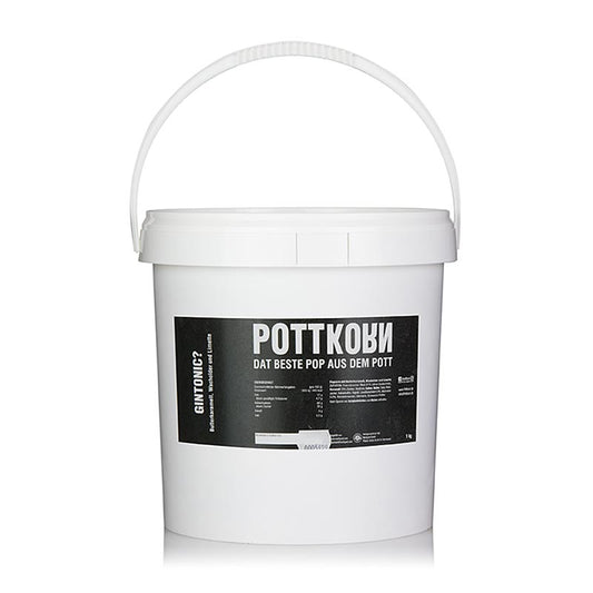 Delicious 1 kg Pottkorn GinTonic popcorn with buttery caramel, juniper, and lime flavors