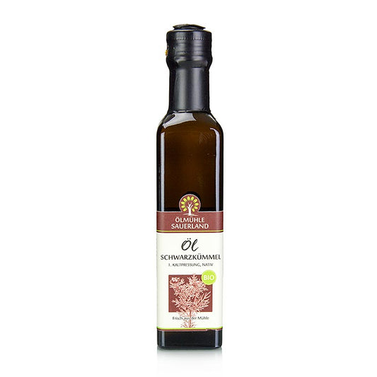 Biologische Zwarte Komijnzaadolie van Ölmühle Sauerland, 250 ml fles, koudgeperst