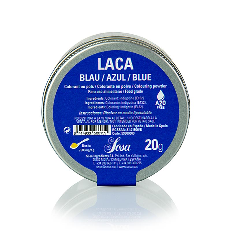 Vibrant and versatile Sosa blue food coloring powder, 20g, fat-soluble for various culinary applications