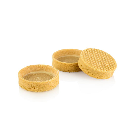 Vanille dessert tartelettes met een gecoate afwerking, met een diameter van 48mm en een hoogte van 19mm, van het merk La Rose Noire, verpakt in een doos van 1375 kg, bevat 125 stuks