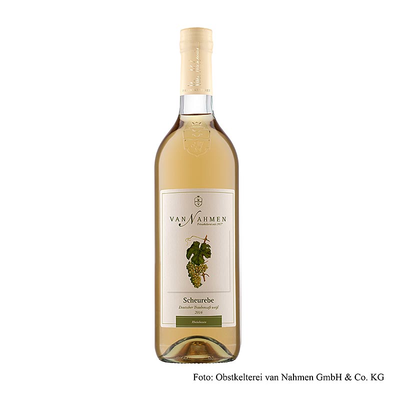 Scheureben druivensap wit, 100% versgeperst sap, van Nahmen, biologisch, 750 ml