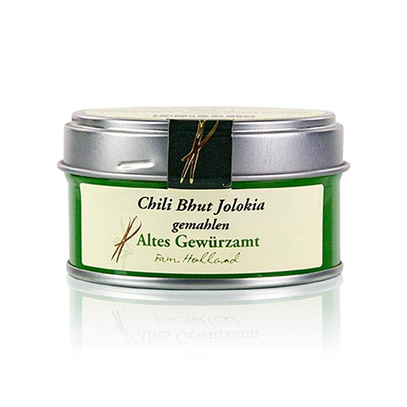 35 g of ground Chilli Bhut Jolokia from Altes Gewürzamt, a fiery and aromatic spice