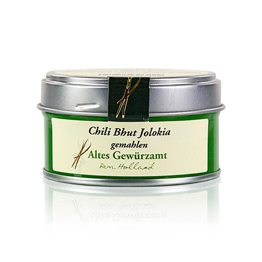 35 g of ground Chilli Bhut Jolokia from Altes Gewürzamt, a fiery and aromatic spice