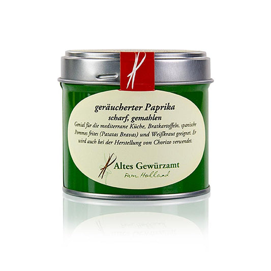 Gerookt paprikapoeder, heet (Pimenton de la Vera) van Altes Gewürzamt, 70 g, met intense en pittige smaak voor gebruik in diverse gerechten
