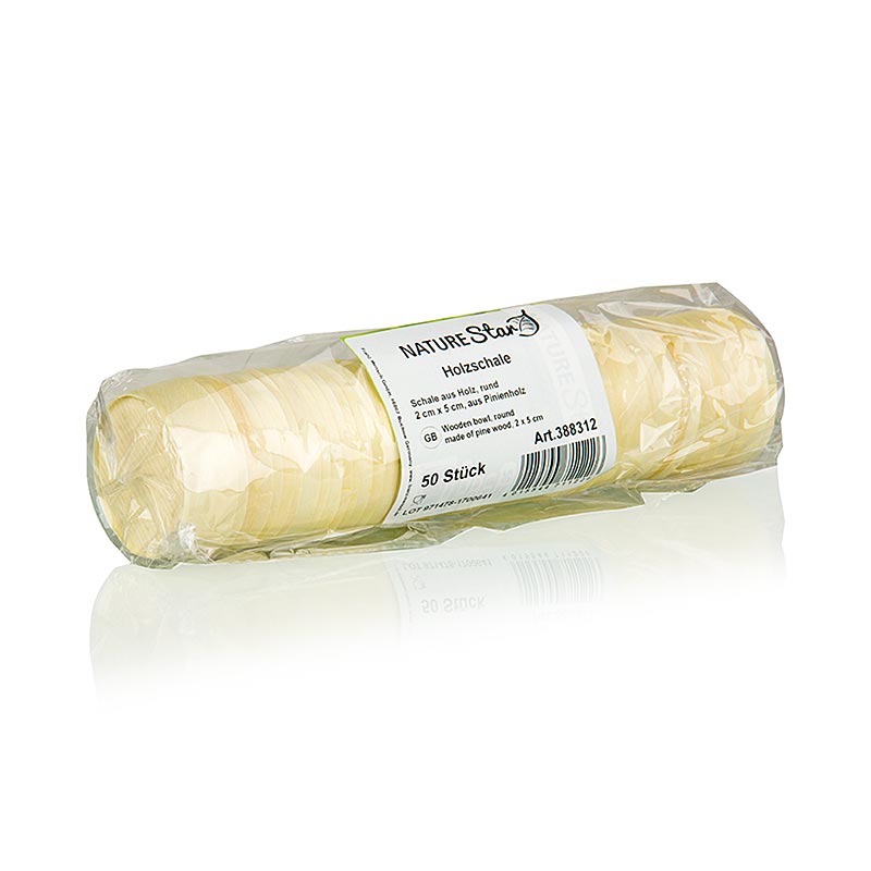 Wegwerp houten timbale (bekers), Ø5 cm, 2 cm hoog (niet geschikt voor vloeistoffen), 50 stuks