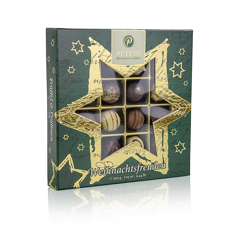 Kerstpralines - "Weihnachtsfreuden", truffelselectie, met alcohol, Peters, 200 g