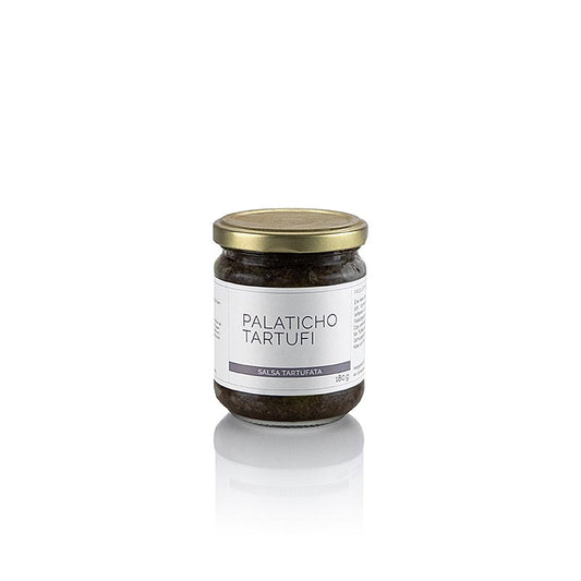 Palaticho Tartufi truffelsaus salsa tartufata with 10% zomertruffel in a 180 g jar, ideal for adding rich, earthy flavor to your favorite dishes