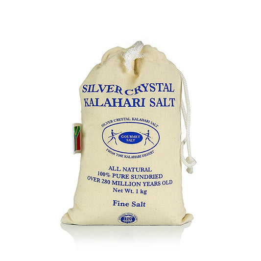 Premium 1 kg fine Kalahari Zilverkristalzout, naturally sourced and unrefined
